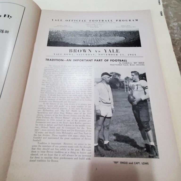 Vintage Used FOOTBALL Brown Yale GAME Official Program November 11, 1944