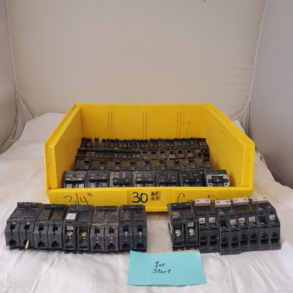 Large Lot of 61 Used Circuit Breakers Assorted