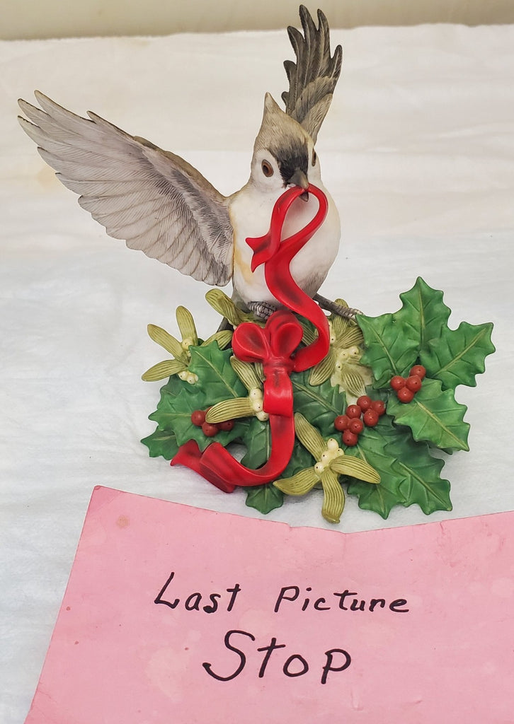 Lenox 1999 Christmas Tufted Titmouse Porcelain Bird Figurine Holiday Decor