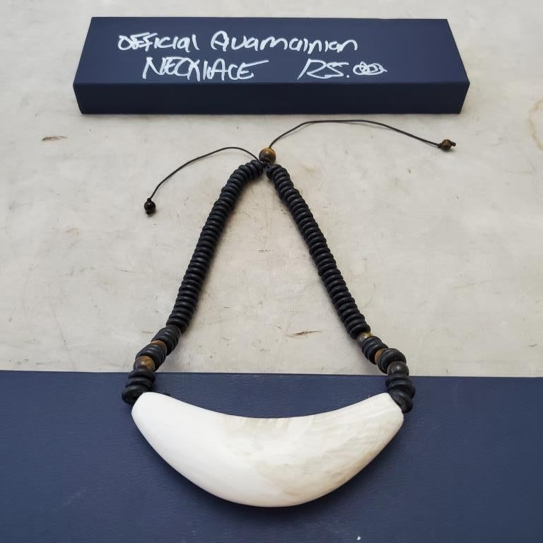 Handmade Guatamalian Necklace with Large White Stone and Black Beads
