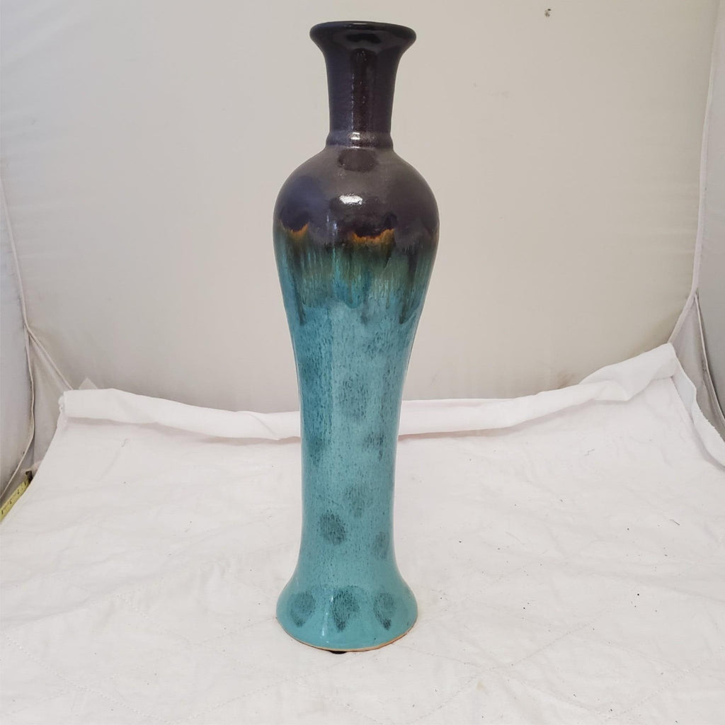 Chinese Jun Turquoise & Black Ceramic Vase