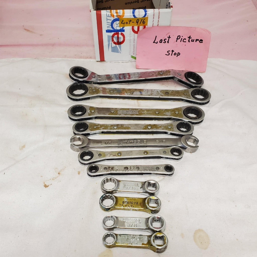 Lot of 11 Assorted Ratcheting Box End Wrench Set LOT-916