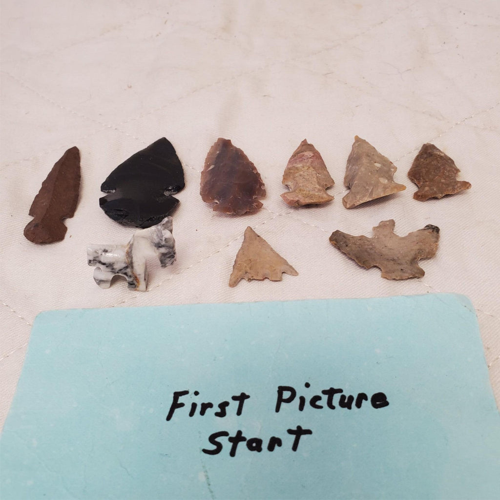 Lot of Arrowhead Carved Animal Pottery Stone Pieces