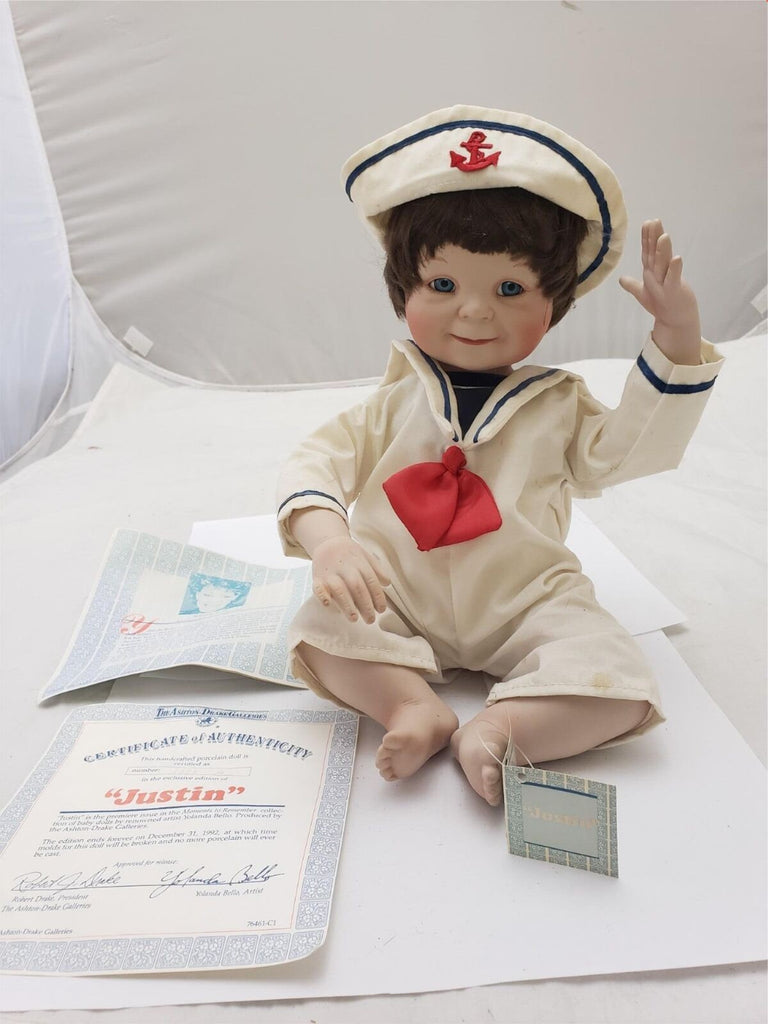The Ashton Drake Galleries Justin Boy Porcelain Doll By Yolanda Bello