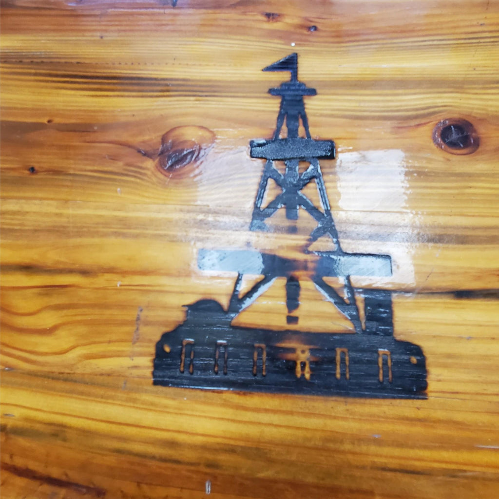 Oil Field Derrick Custom Made Wooden and Black Metal Long  Sofa Table 60 x 17 In
