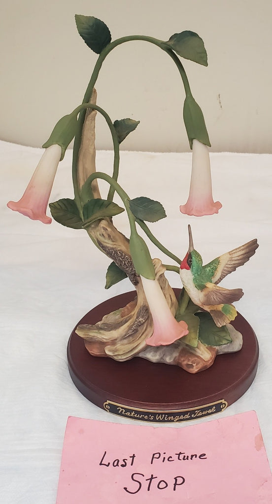 Homco 1990 Nature's Winged Jewel Porcelain Hand Painted Hummingbird & Flowers
