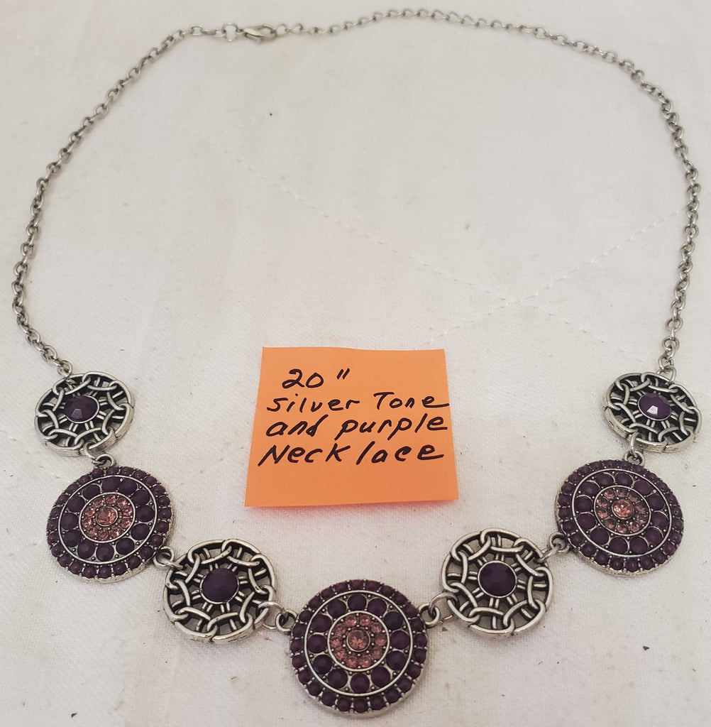 Paparazzi Vogue Garden Purple Beads Silver Tone Necklace