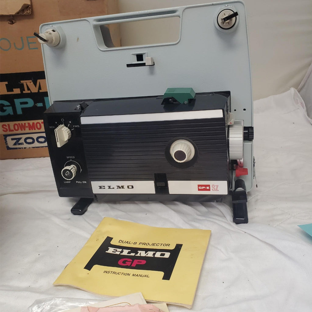 8mm Projector ELMO GP-E Slow Motion Zoom & Film Reel Storage Box