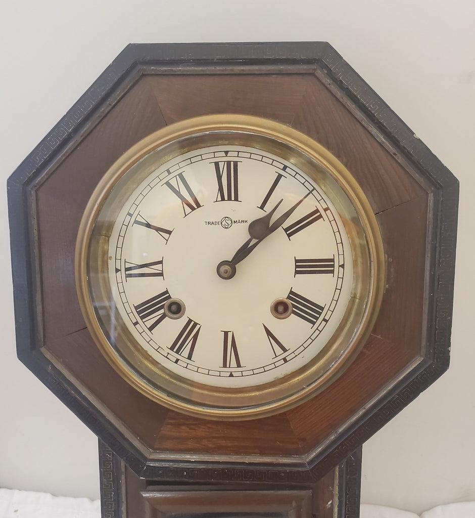 Vintage 1920s Seikosha Octagon Drop Regulator Wall Clock Japan Schoolhouse Style