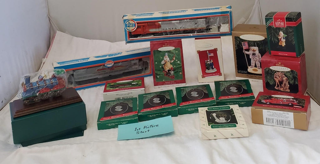 Large Lot of Train and Space Christmas Ornaments Collection
