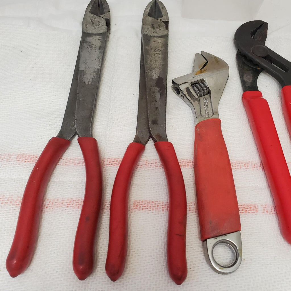Lot of 5 Snap on Diagonal Cutters,  Adjustable Wrench PLIERS Lot-769