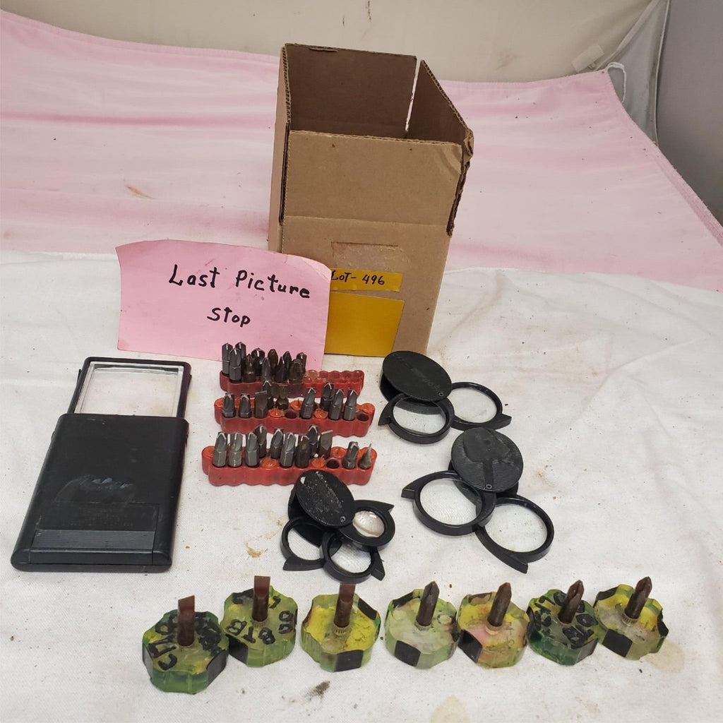 Lot of Screwdriver Bits and Magnifying Tools