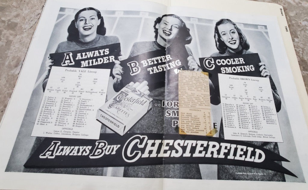 Vintage FOOTBALL Brown vs. Yale GAME Official Program Nov. 10, 1945