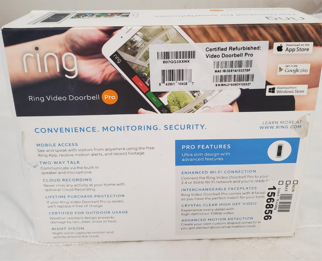 Ring 2549AG660L-B01FX Smart Wifi Cam Video Doorbell Pro