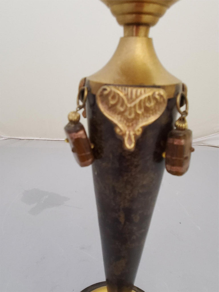 Tall Gold and Brown Antique Art Deco Table Candle Holder