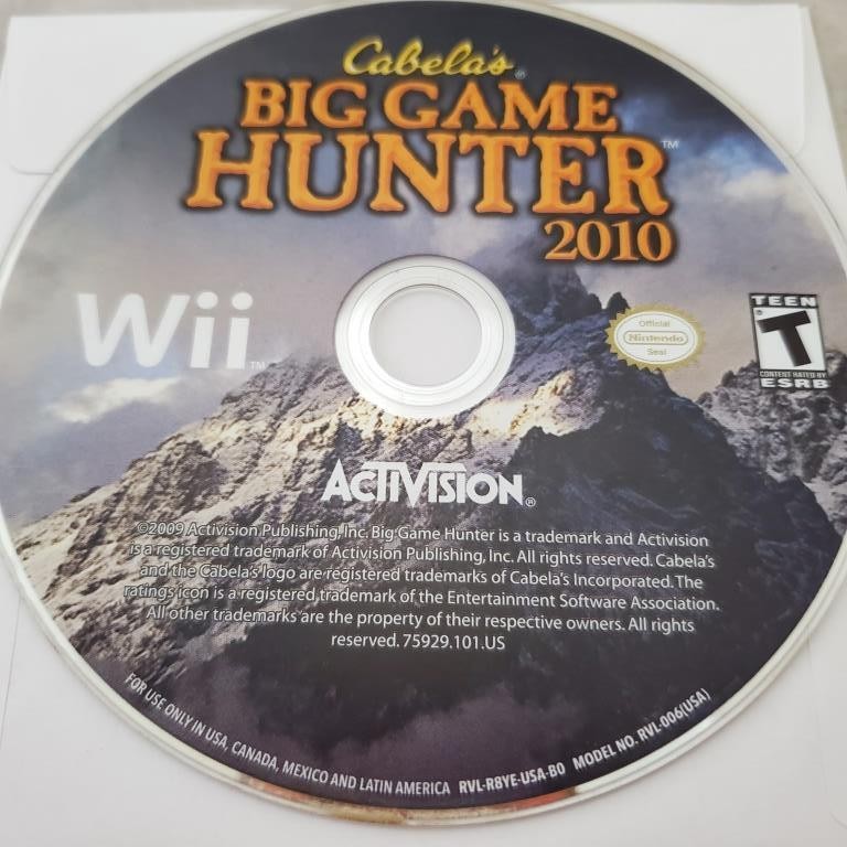 Cabela's Big Game Hunter 2010 Nintendo Wii Video Game DISC ONLY