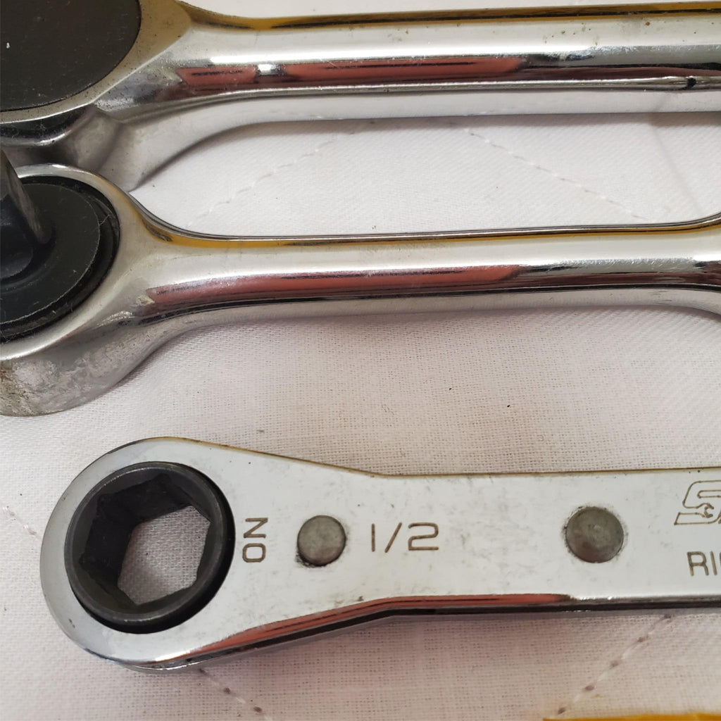 Lot of 3 Snap-on Compact Head Ratchet & Double Box End Ratcheting Wrench LOT-344