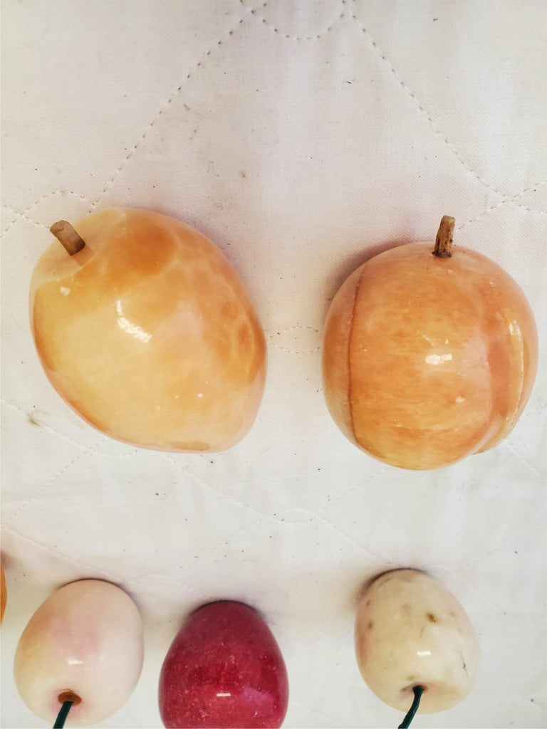 Lot of 9 Vintage Italian Alabaster Stone Marble Fruit & Veggies Art Pieces