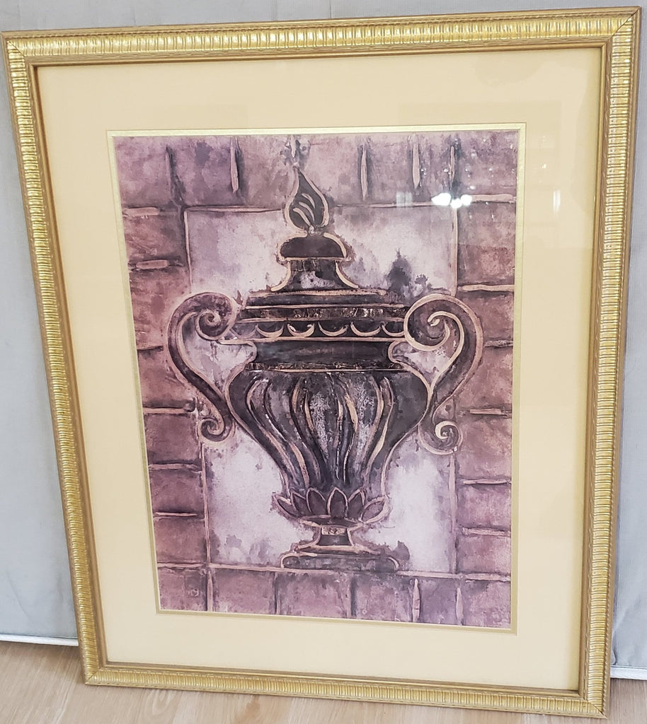 Two Tuscan Urn Vase Renaissance Art Prints Gold Gilt Framed 24 x 30