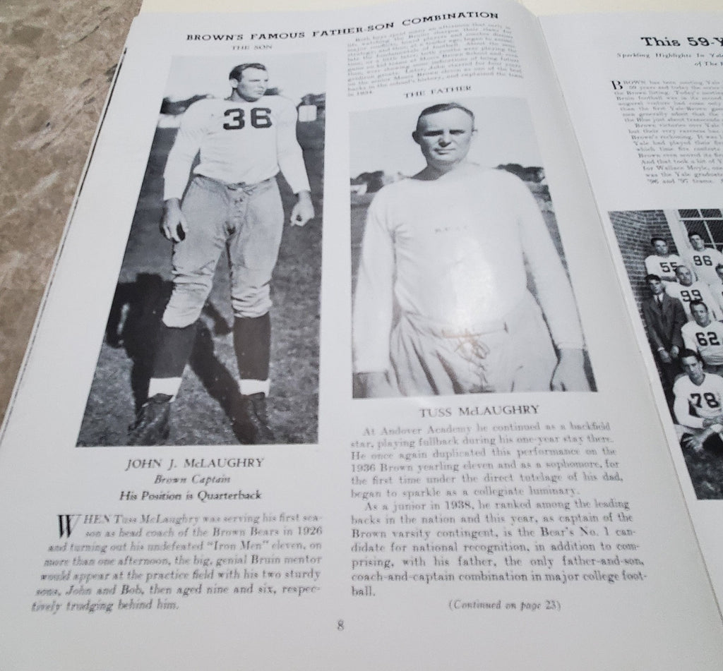 Brown vs Yale Football Game Official Program November, 11 1939