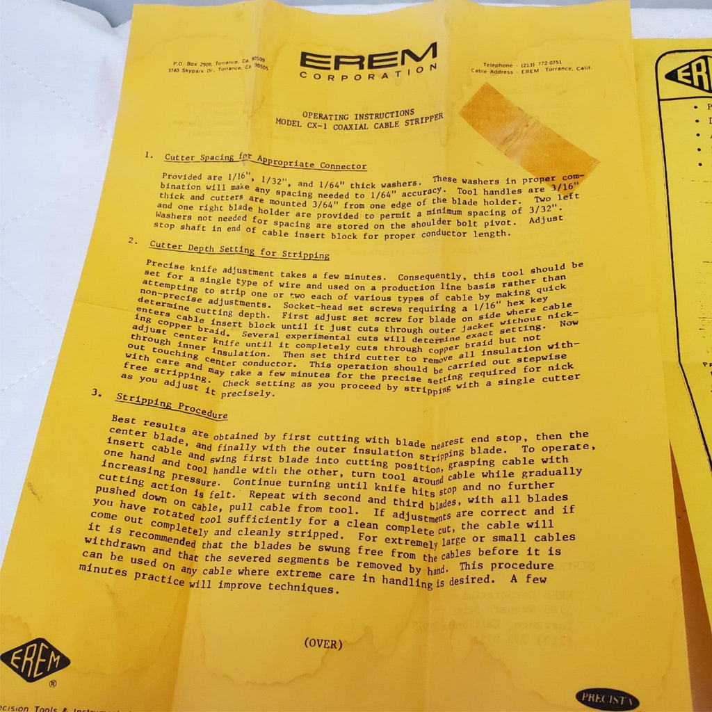 Erem Corporation Model Cx-1 Coaxial Cable Stripper