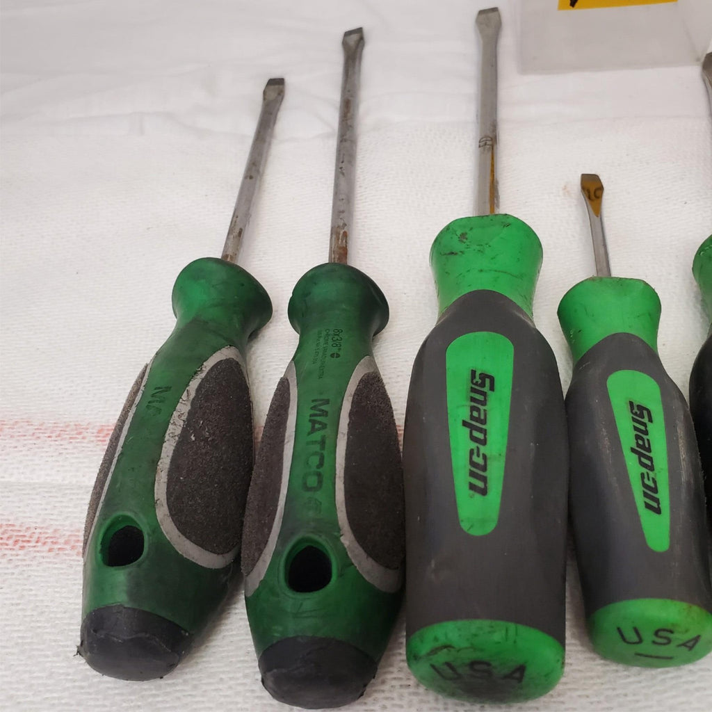 Lot of 6 Matco & Snapon Tools Green Grip Combination Screwdriver Set Lot-422