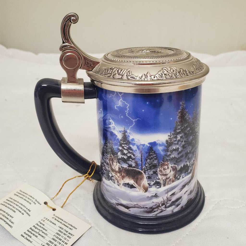The Franklin Mint Wolf Center Call of The North Tankard Collector Stein
