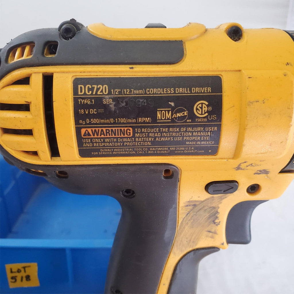 Dewalt 18V XRP DC720 Cordless Drill Driver with Battery & Charger LOT-518