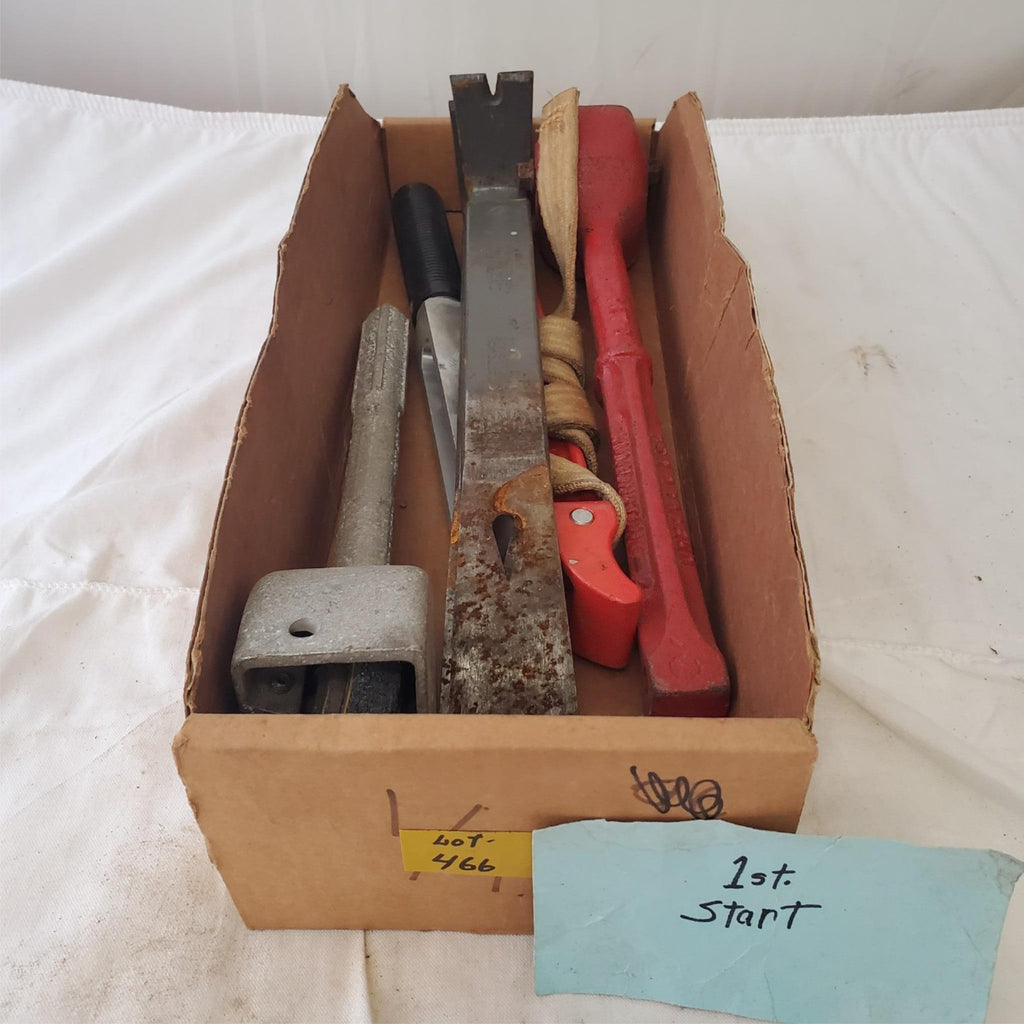 Lot of Crow Bar, Swivel Straight Knife, Grinding Wheel & Other Tools LOT 466