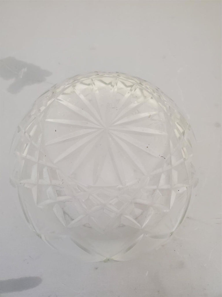 Vintage Etched Cut Crystal Glass Votive Candle Holder Vase Bowl