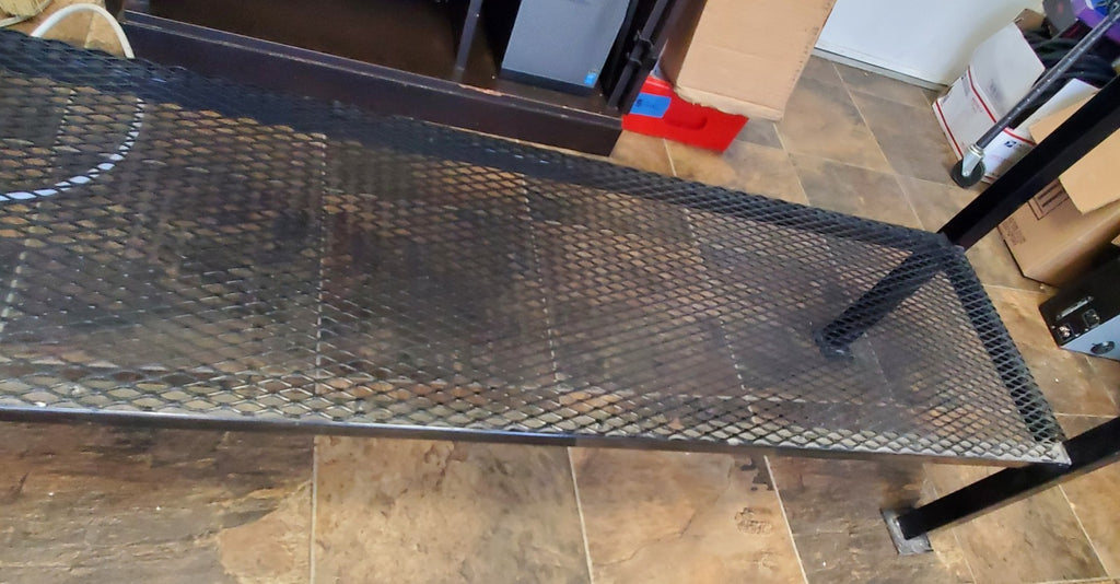 Oil Field Derrick Custom Made Wooden and Black Metal Long  Sofa Table 60 x 17 In