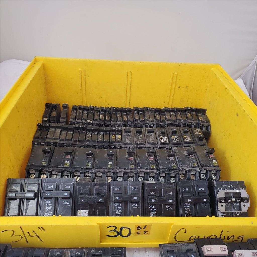 Large Lot of 61 Used Circuit Breakers Assorted