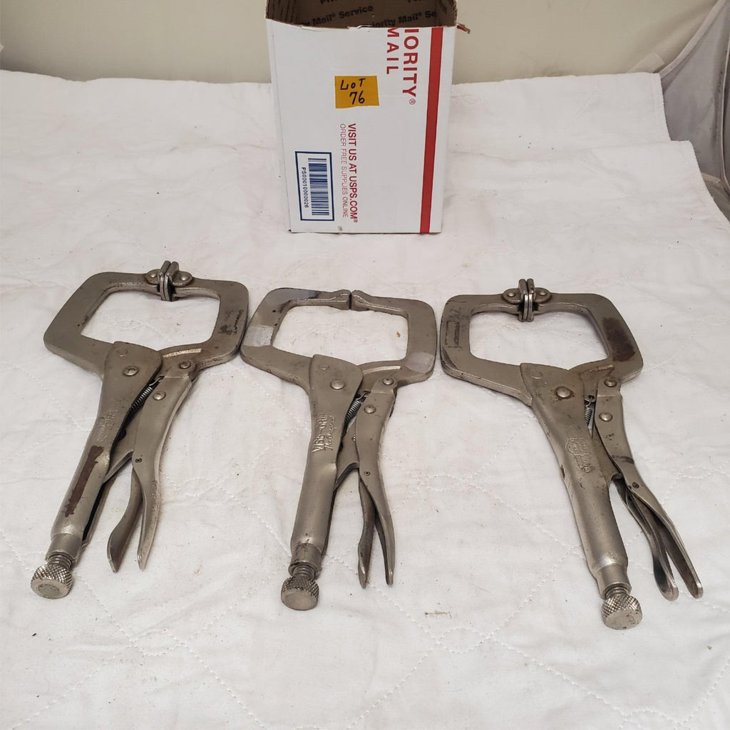Lot of 3 Assorted Vice Grips Locking C-Clamp Tool LOT-76