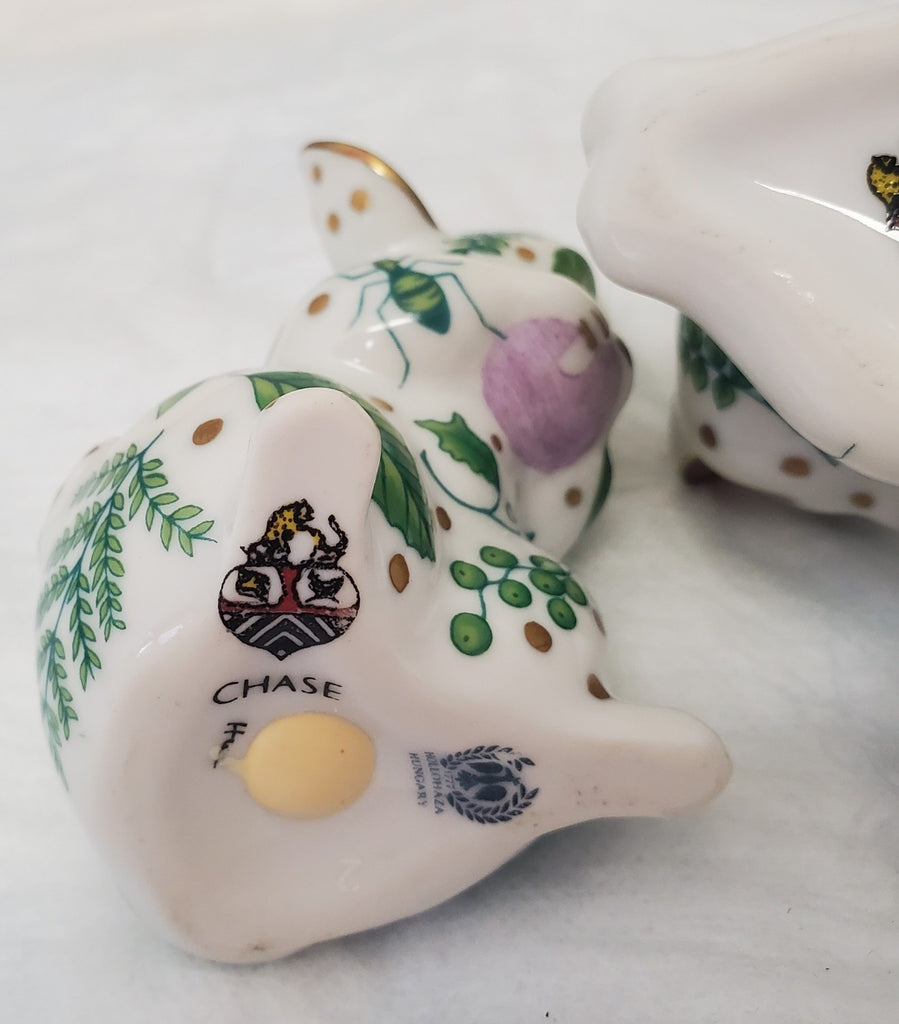 Vintage Lynn Chase Hollohaza Hungary Cat & Mouse Porcelain Figurines