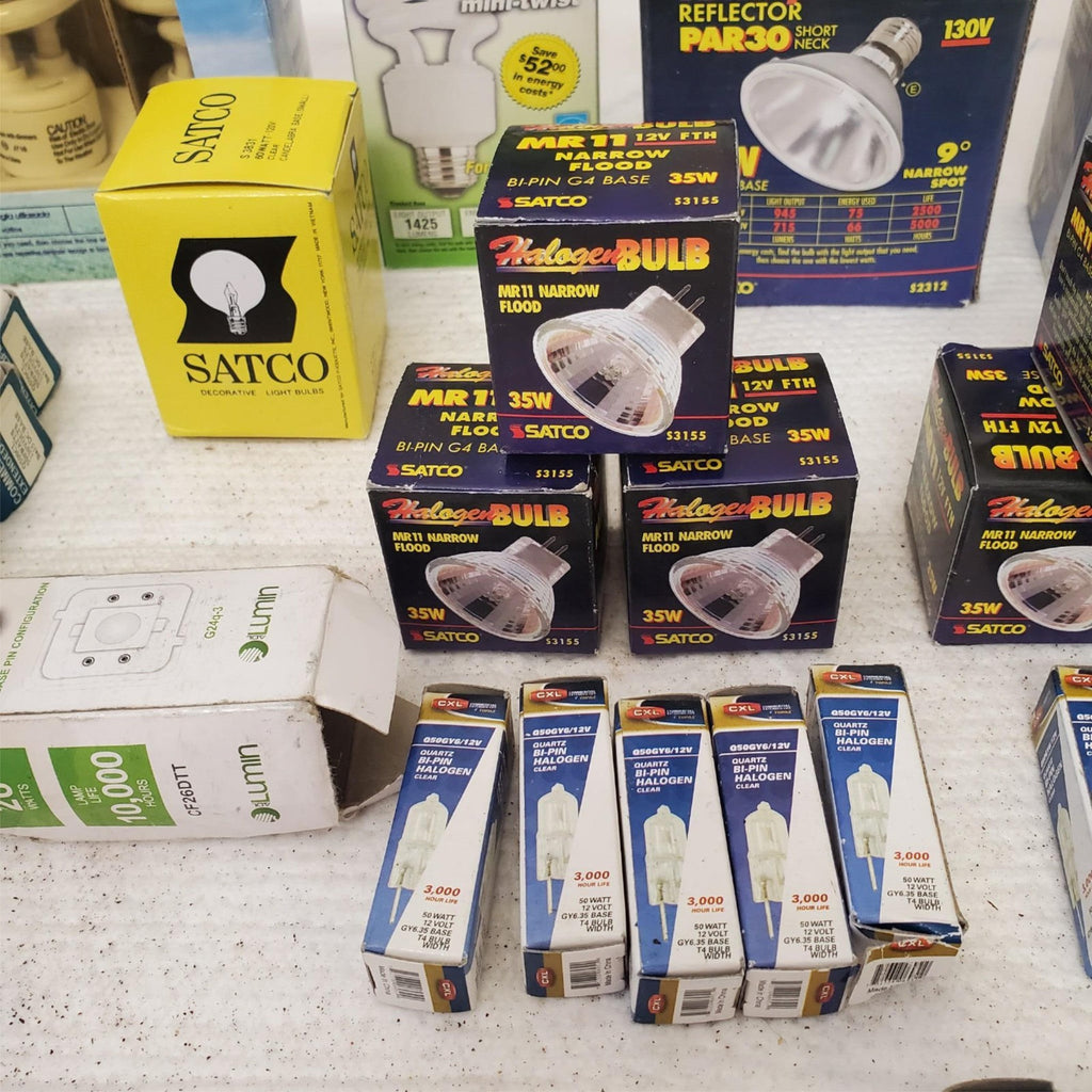 Lot of Multi Brand Assorted Light Bulbs Reflectors