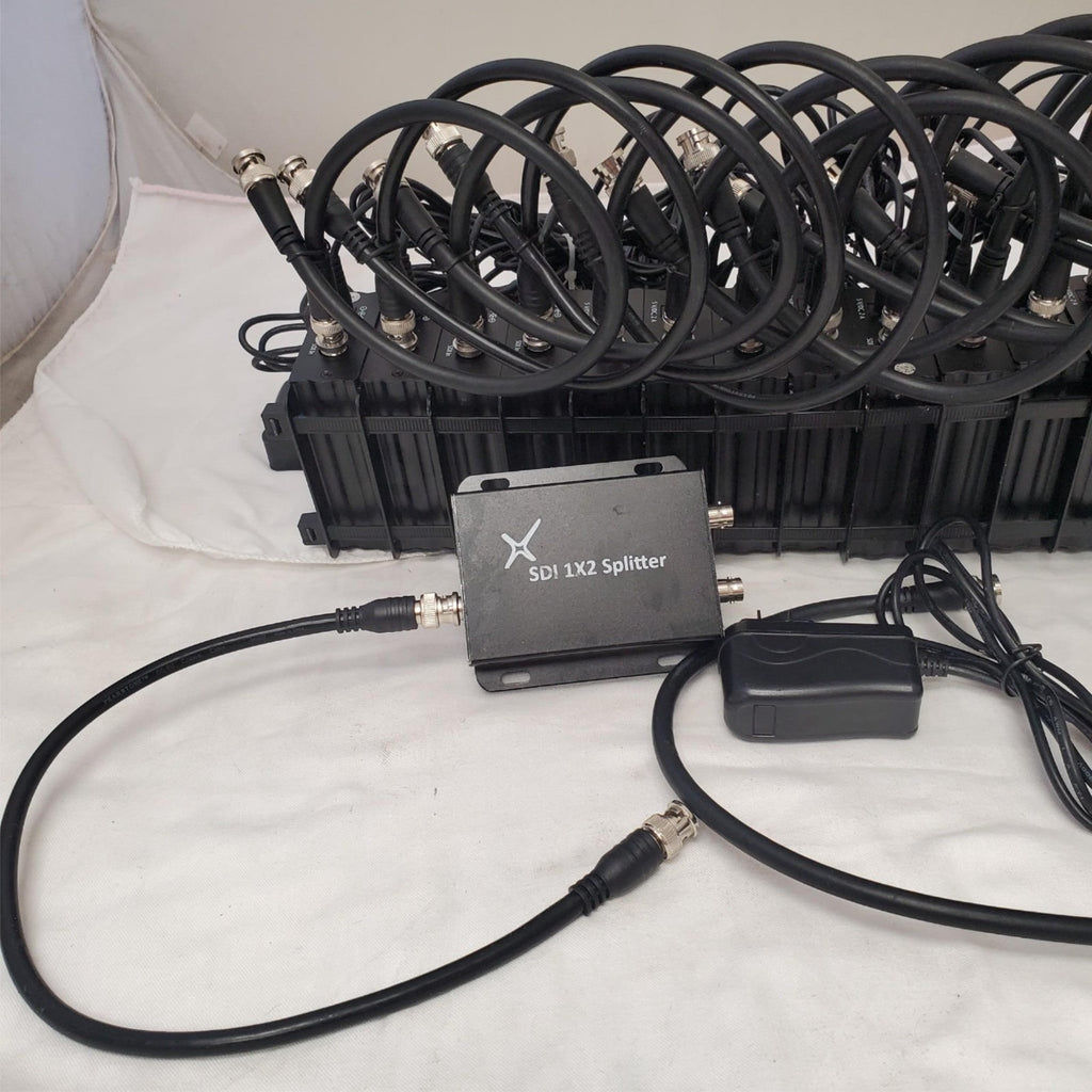 Large Lot of SDI 1x2 Splitter Boxes and Cables