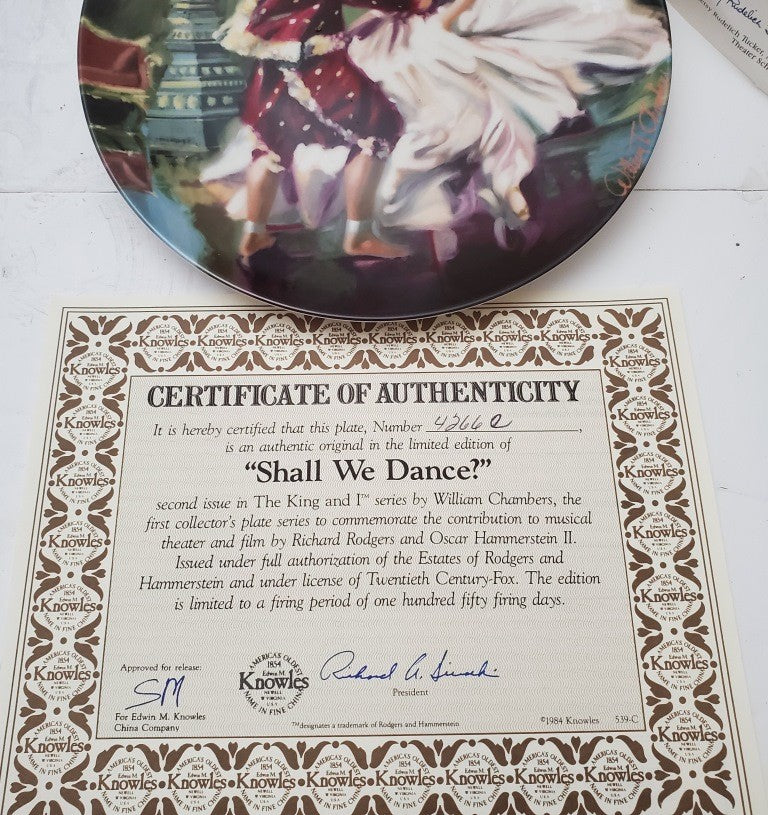 Knowles Collectors Plate We Kiss in a Shadow, Getting to Know You Shall We Dance