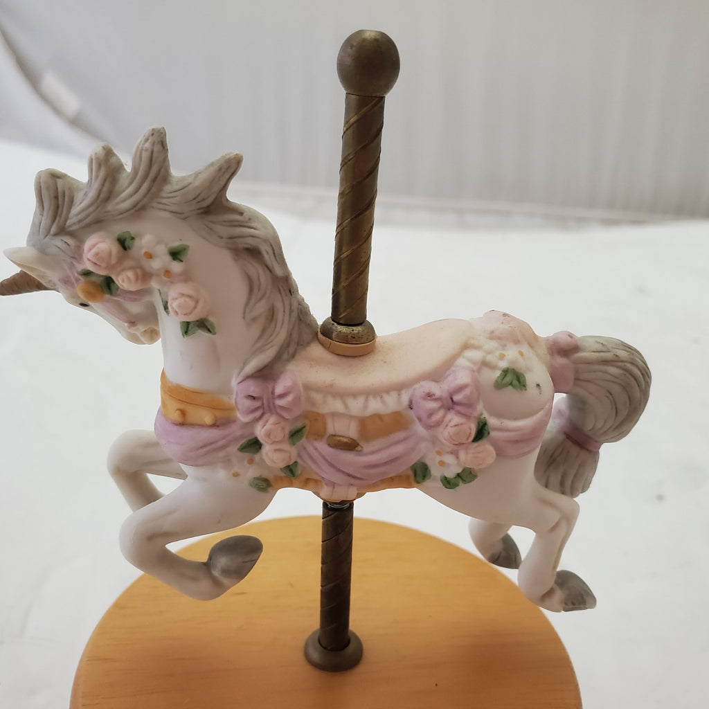 Westland Musical Porcelain Carousel Action Horse Blue Danube Waltz