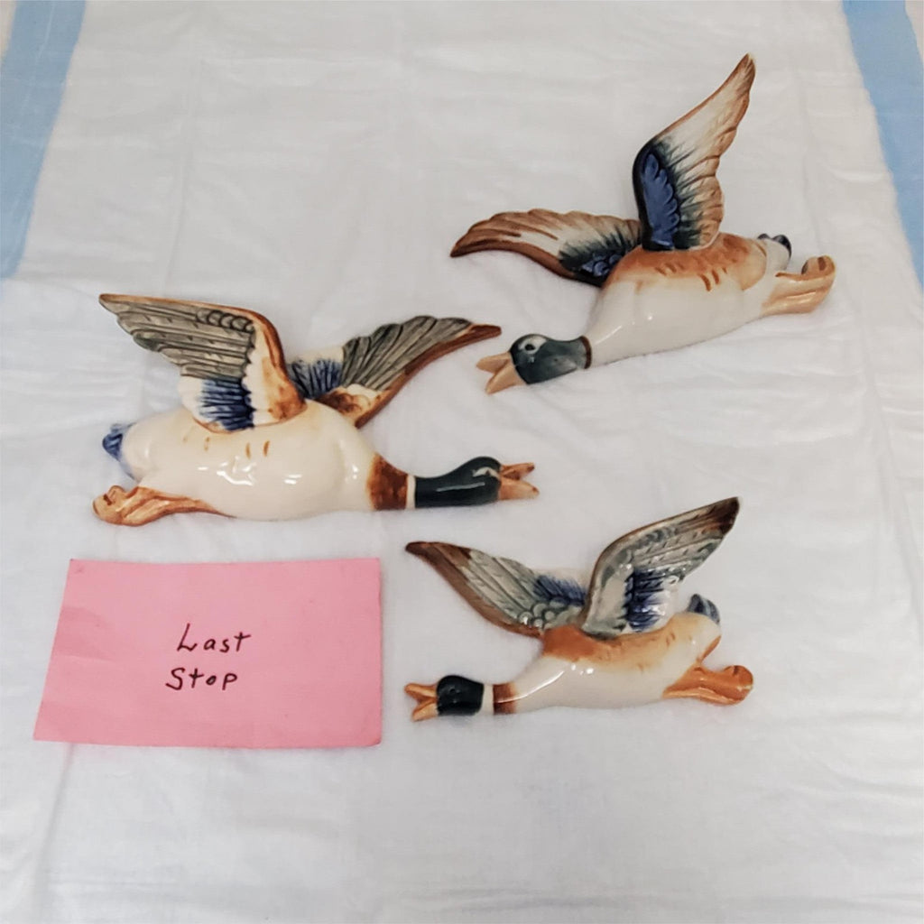 Vintage Lot of 3 Flying Duck Wall Ornaments
