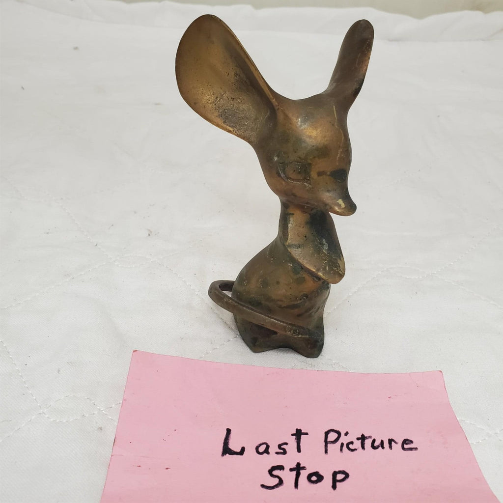 Vintage brass Big Ears Made in korea mouse Figurine Paperweight