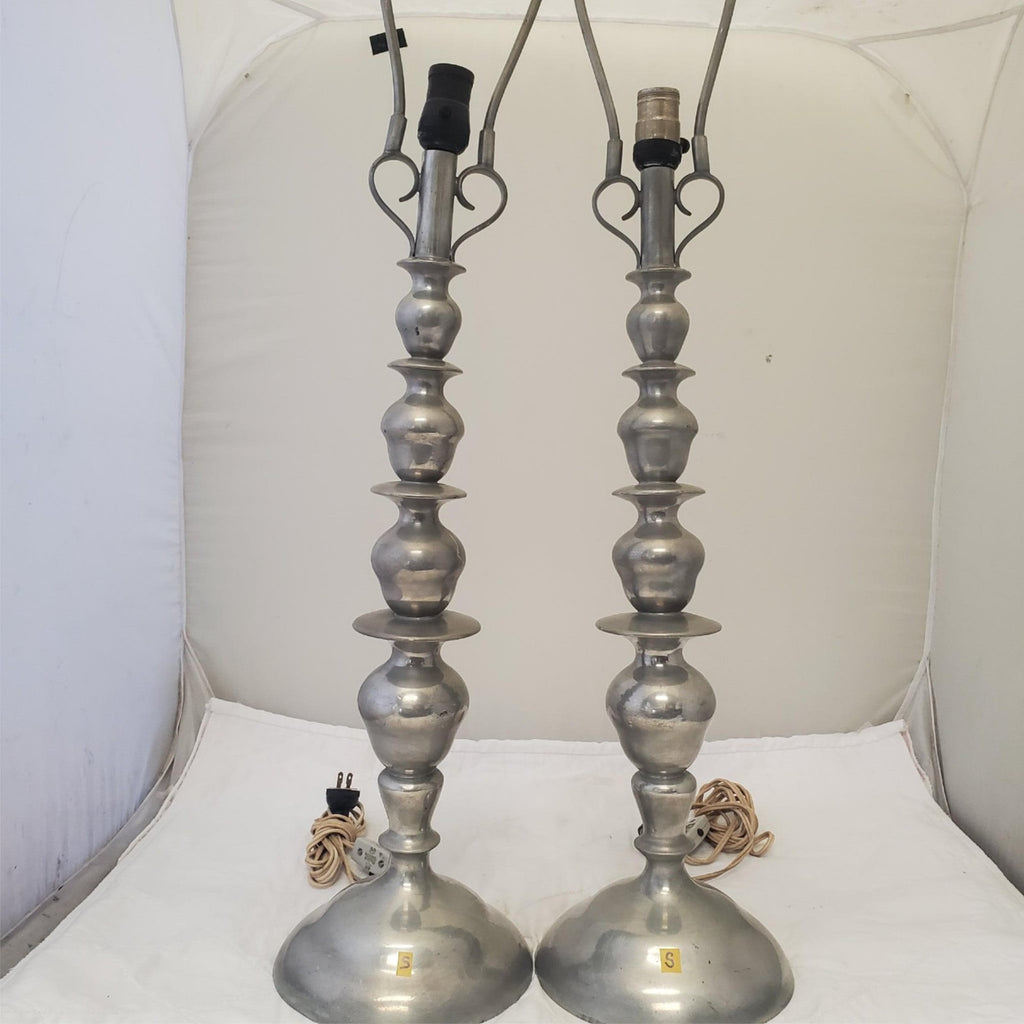 Lot of 2 Vintage Wisna Silver Sculptural Table Lamps S