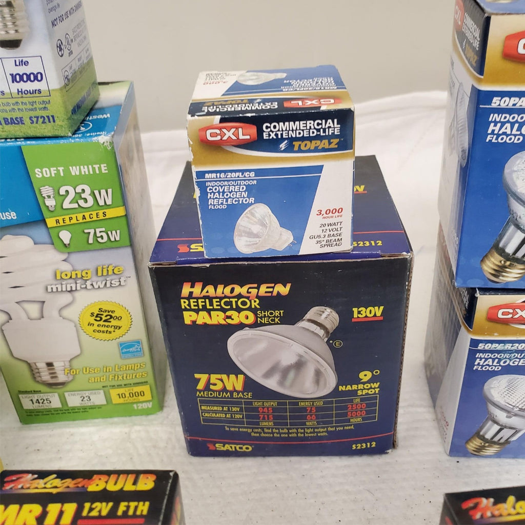 Lot of Multi Brand Assorted Light Bulbs Reflectors