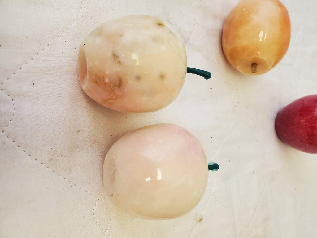 Lot of 9 Vintage Italian Alabaster Stone Marble Fruit & Veggies Art Pieces