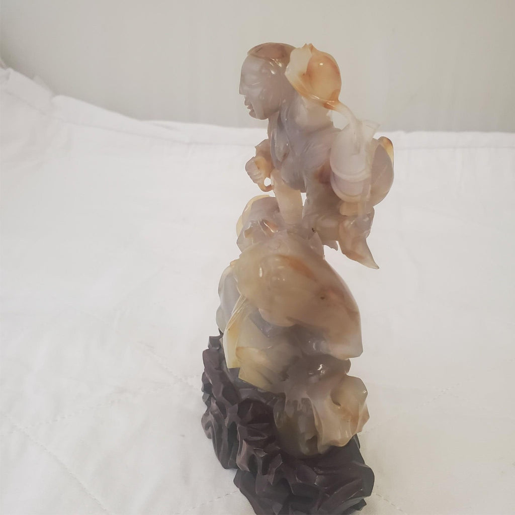 8.58"Natural Agate Dragon & Horse Carving Collectible