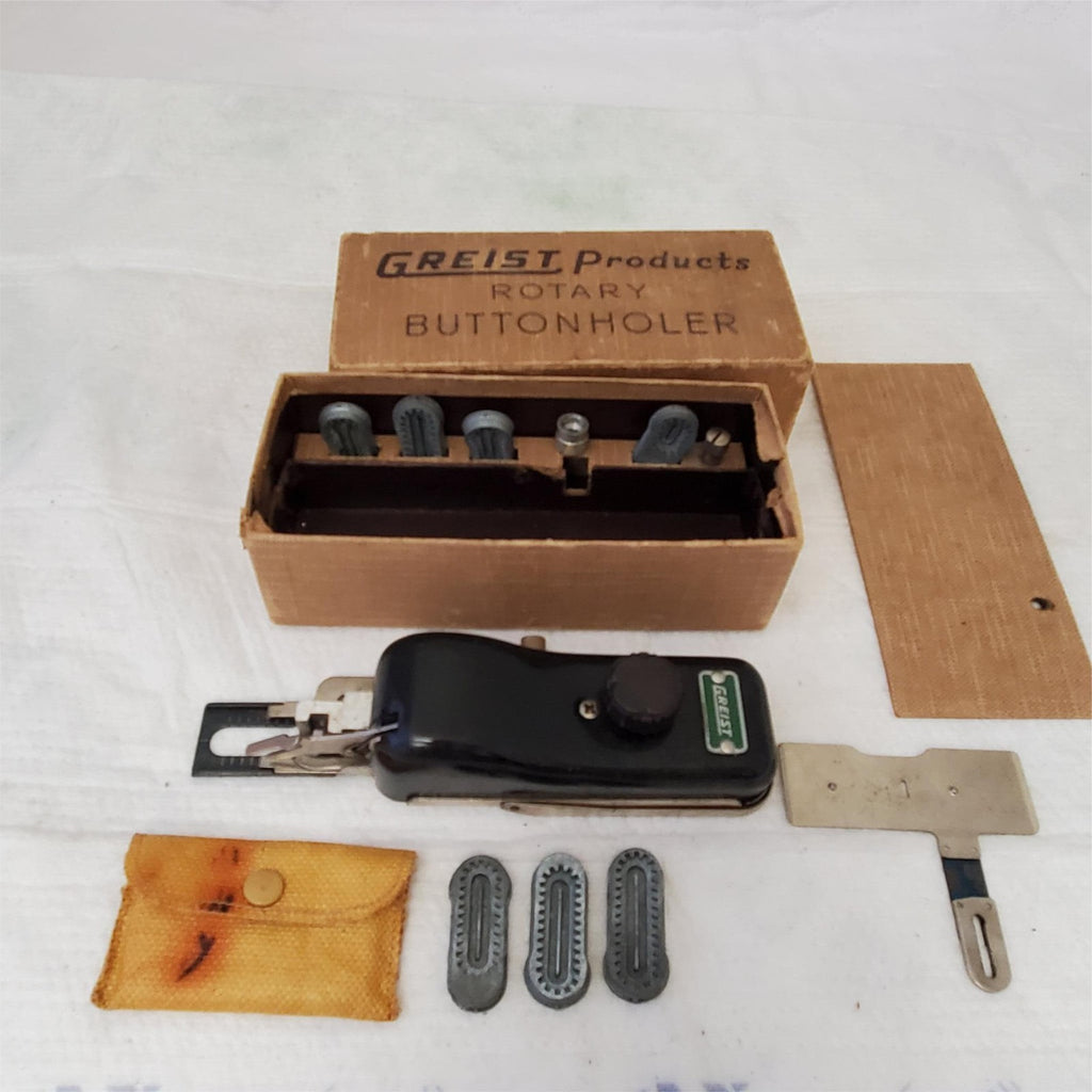 Vintage Sewing Greist Products Rotary Button Holer in Original Box