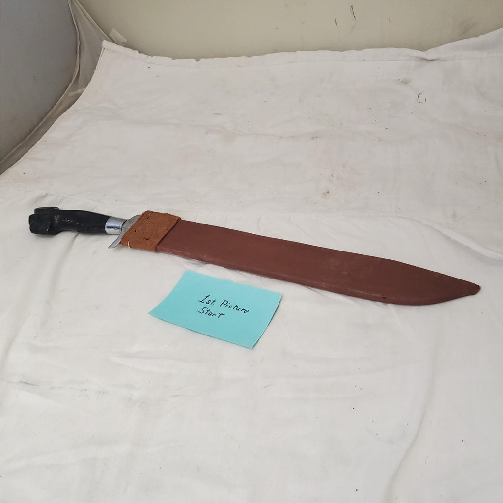 D2 Tool Steel Custom Sword Knife Hunting Machete with Leather Sheath