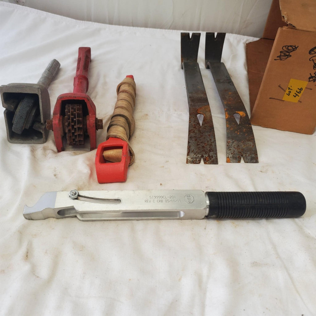 Lot of Crow Bar, Swivel Straight Knife, Grinding Wheel & Other Tools LOT 466