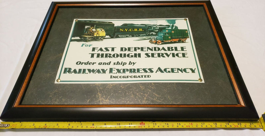 Railway Express Agency INC. Fast Dependable Service Sign Railroad Train Embossed
