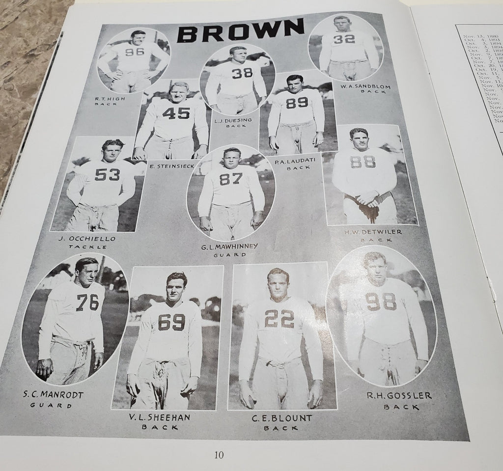 Brown vs Yale Football Game Official Program November, 11 1939