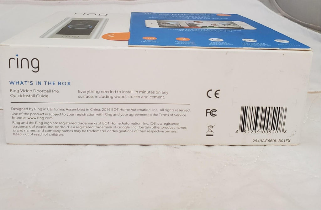 Ring 2549AG660L-B01FX Smart Wifi Cam Video Doorbell Pro